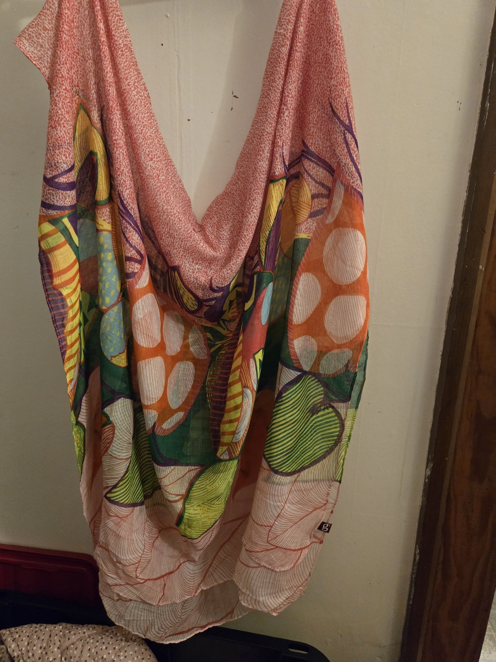 Colorful Patterned Women's Scarf  Swim Wrap Around— Pink, Orange & Green